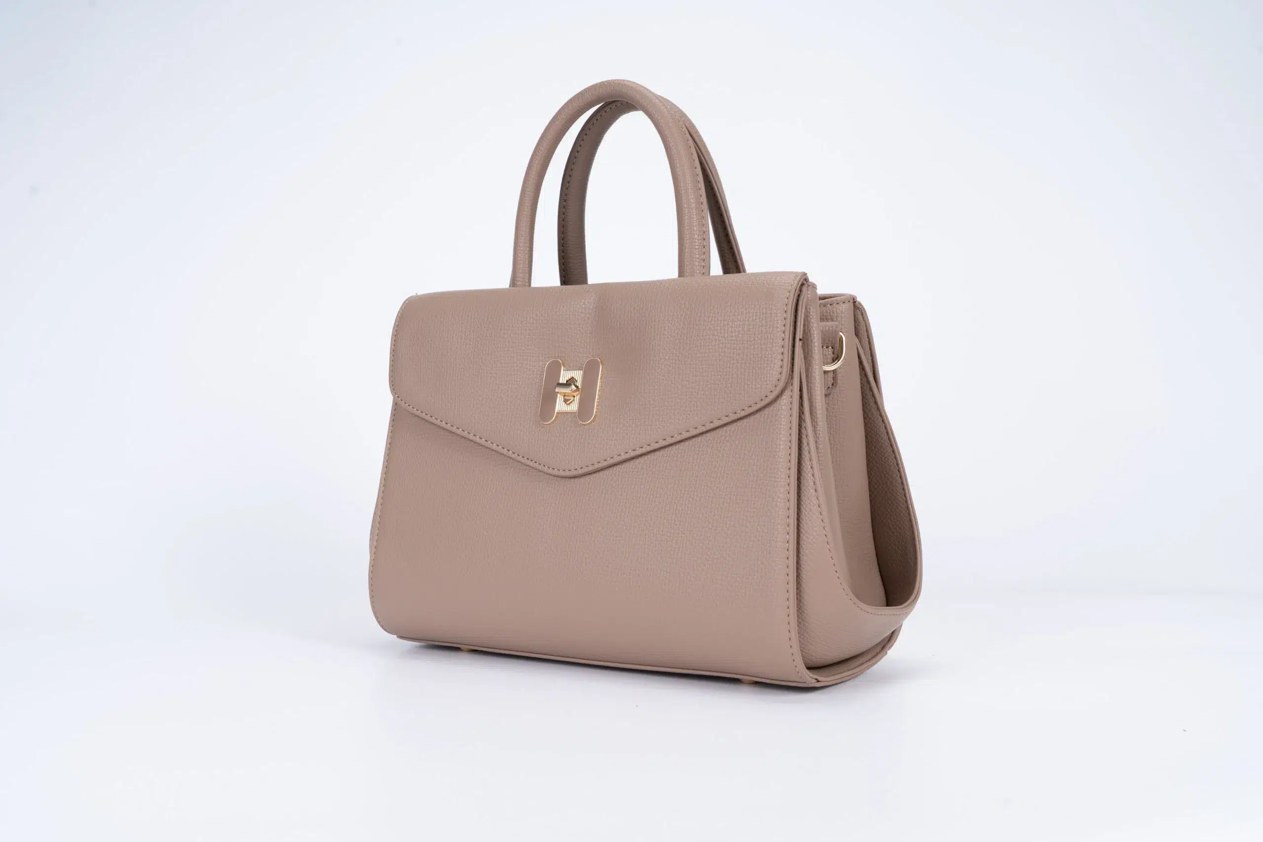 Set of Small Classic Leather Handbag with Wallet - Beige